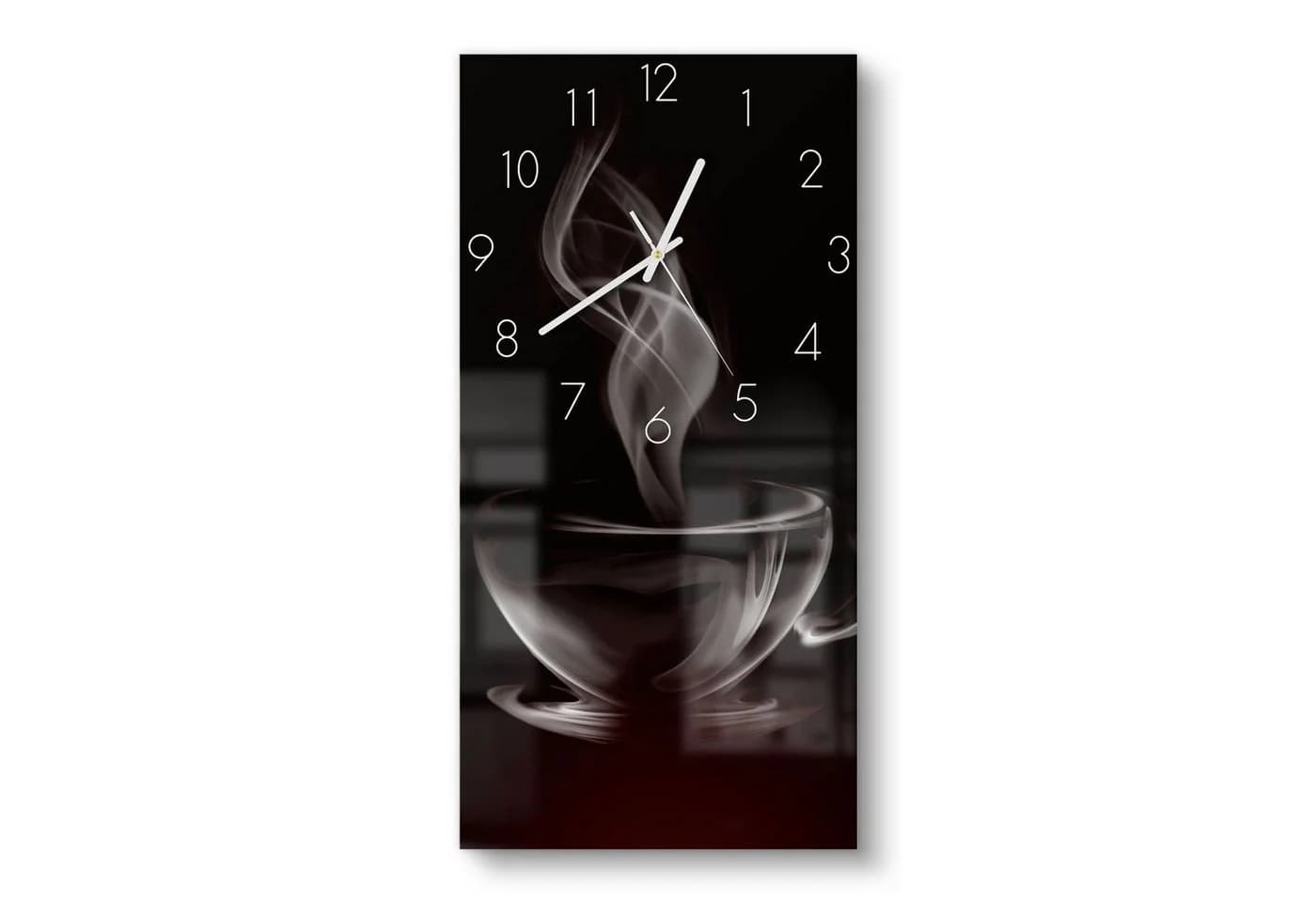 DEQORI Wanduhr Tasse aus Kaffeedampf Schwarz/Weiß Glas Modern - Bild 2
