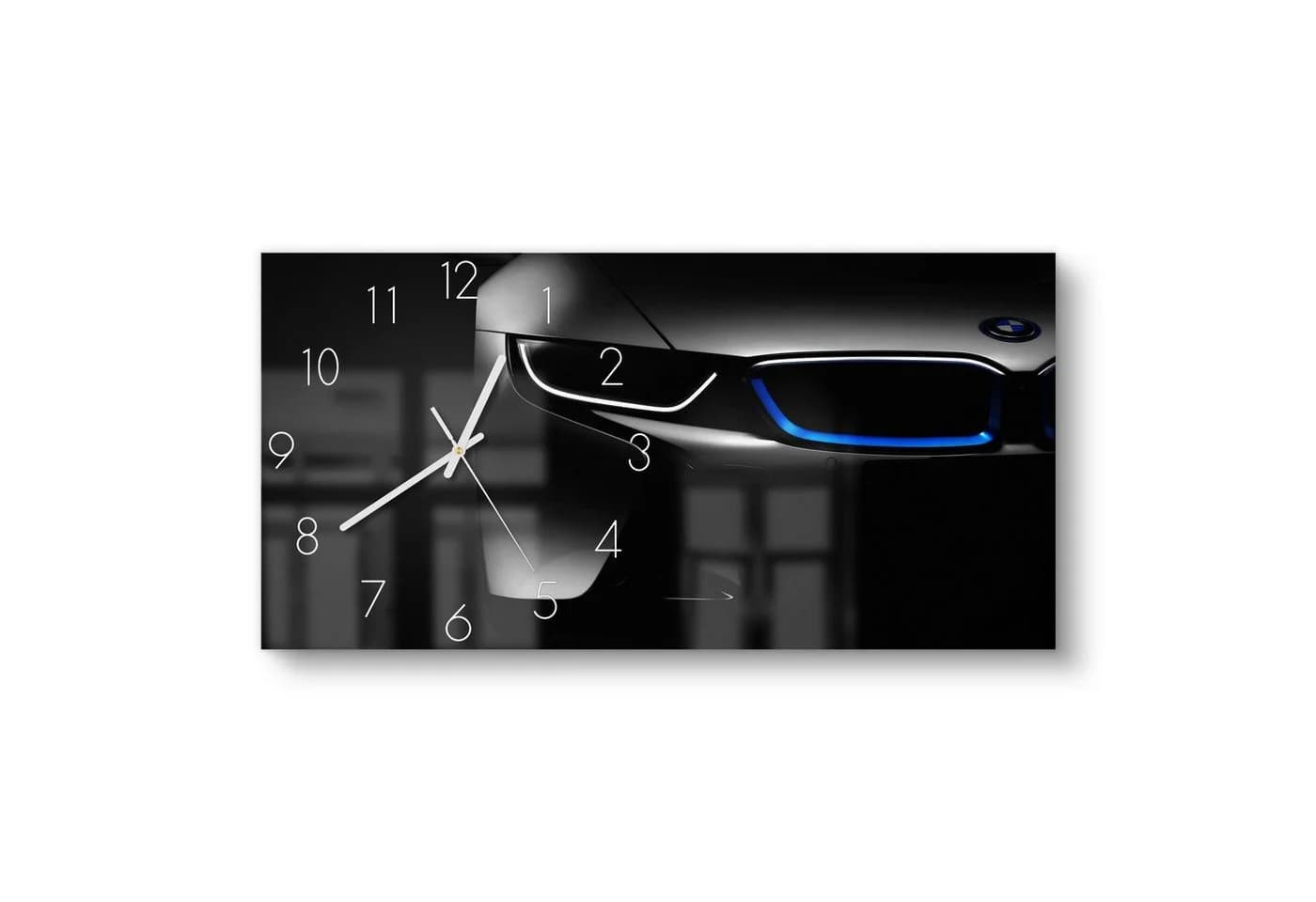 DEQORI Wanduhr BMW i8 Frontalaufnahme Glas Modern Schwarz Silber - Bild 2