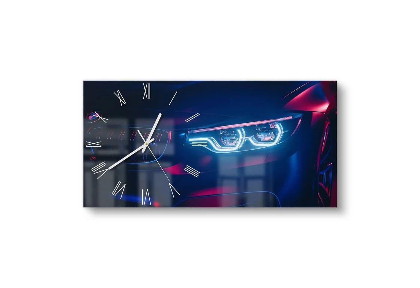 DEQORI Wanduhr BWM Frontal Nahaufnahme Modern Glas Uhr Blau Schwarz - Bild 2