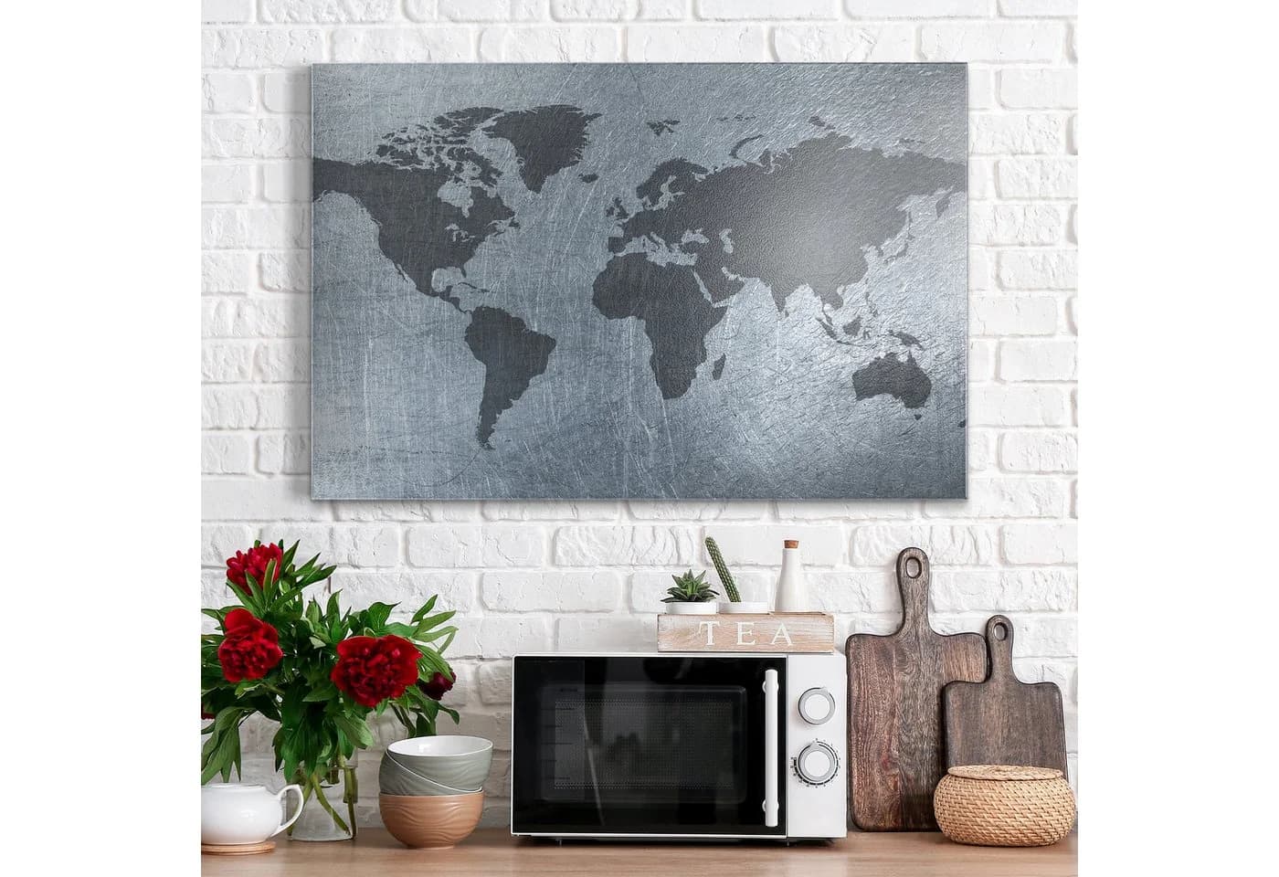 DEQORI Magnettafel 'Geschmiedete Welt' Metall Magnetboard Silber Grau - Bild 3