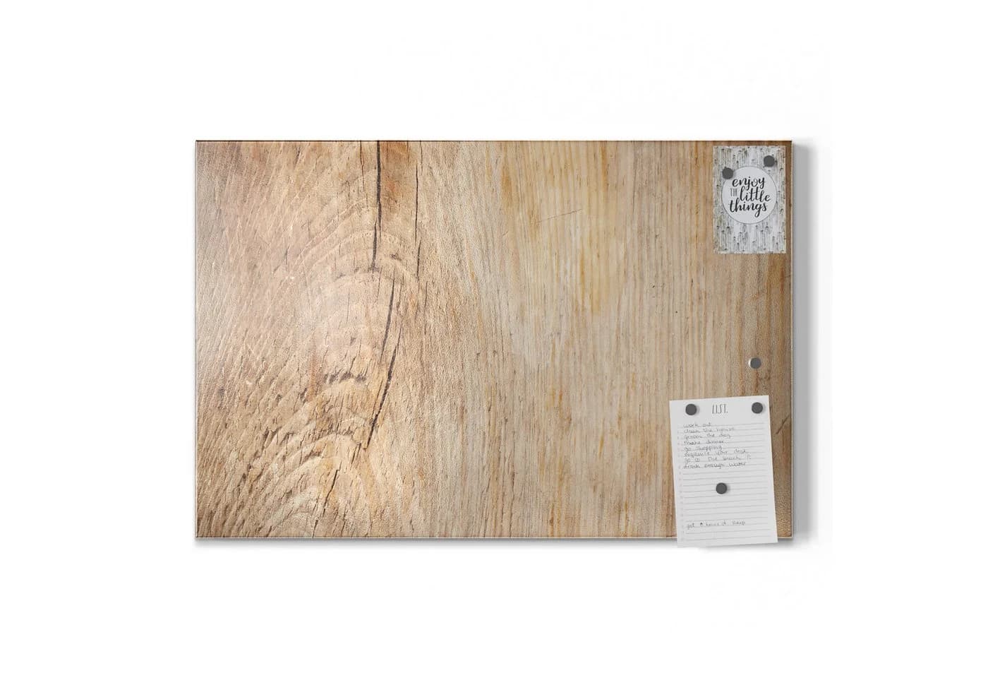 DEQORI Magnettafel 'Zeitlose Holzstruktur' Metall Whiteboard Braun Beige