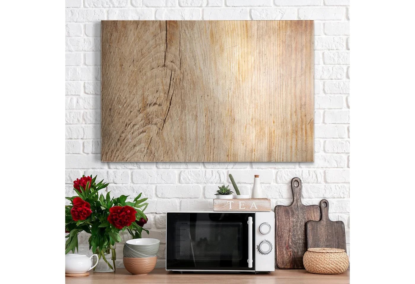 DEQORI Magnettafel 'Zeitlose Holzstruktur' Metall Whiteboard Braun Beige - Bild 3
