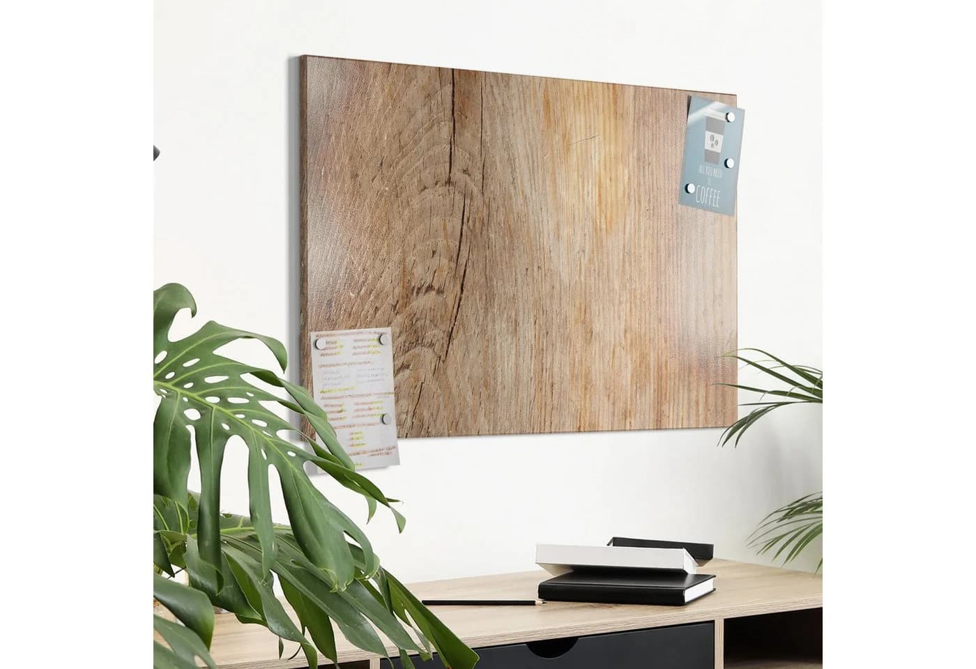 DEQORI Magnettafel 'Zeitlose Holzstruktur' Metall Whiteboard Braun Beige - Bild 4