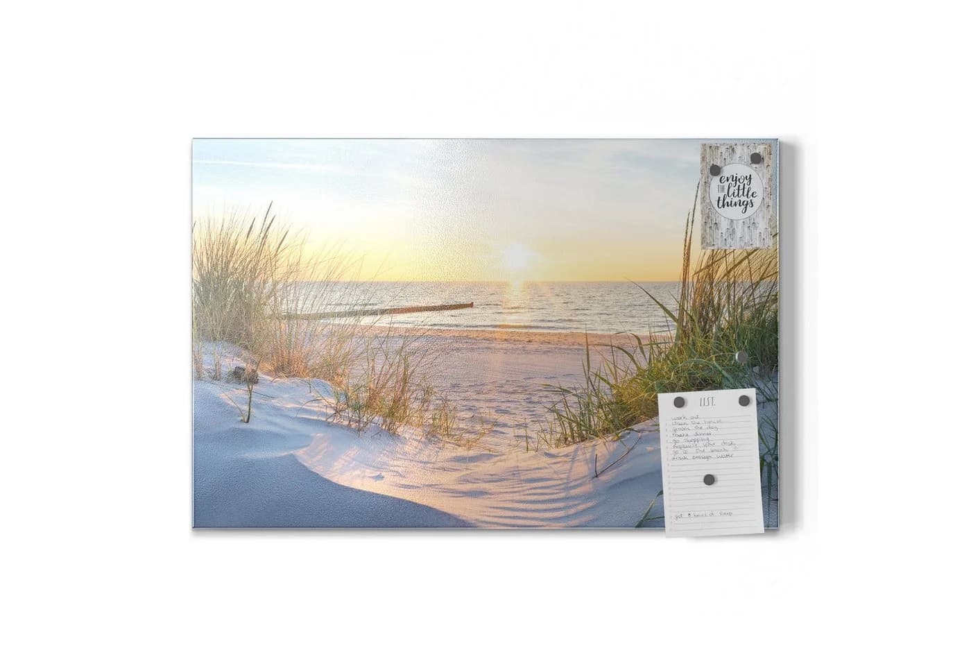 DEQORI Magnettafel 'Abendsonne an der Ostsee' Metall Whiteboard