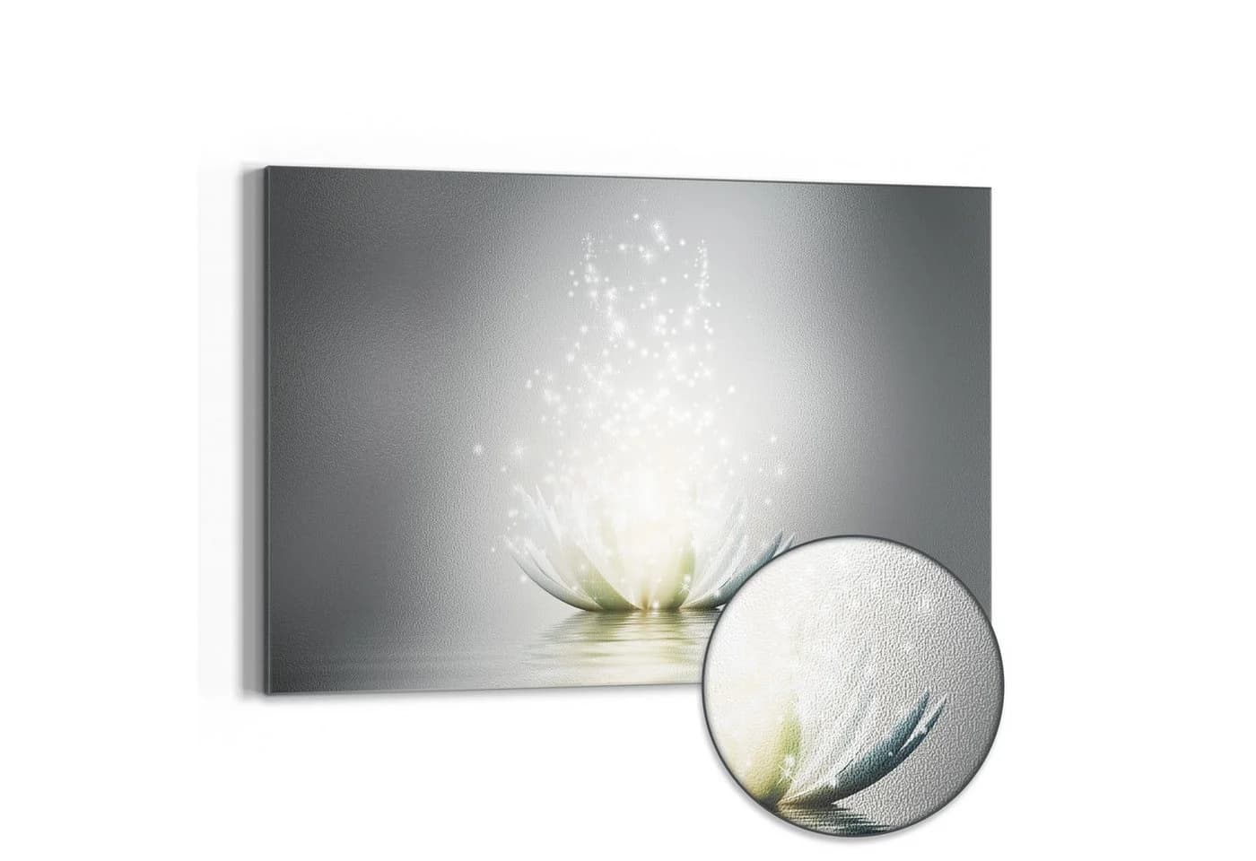 DEQORI Magnettafel 'Funkelnde Lotusblüte' Metall Whiteboard Grau/Weiß - Bild 2