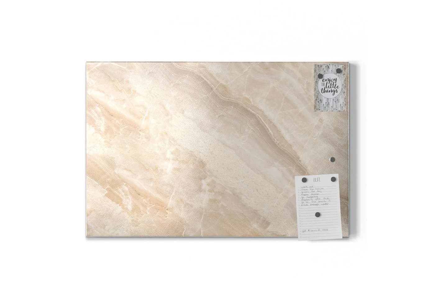 DEQORI Magnettafel Helle Marmorfläche Metall Whiteboard Beige