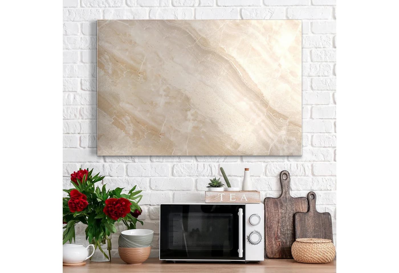 DEQORI Magnettafel Helle Marmorfläche Metall Whiteboard Beige - Bild 3