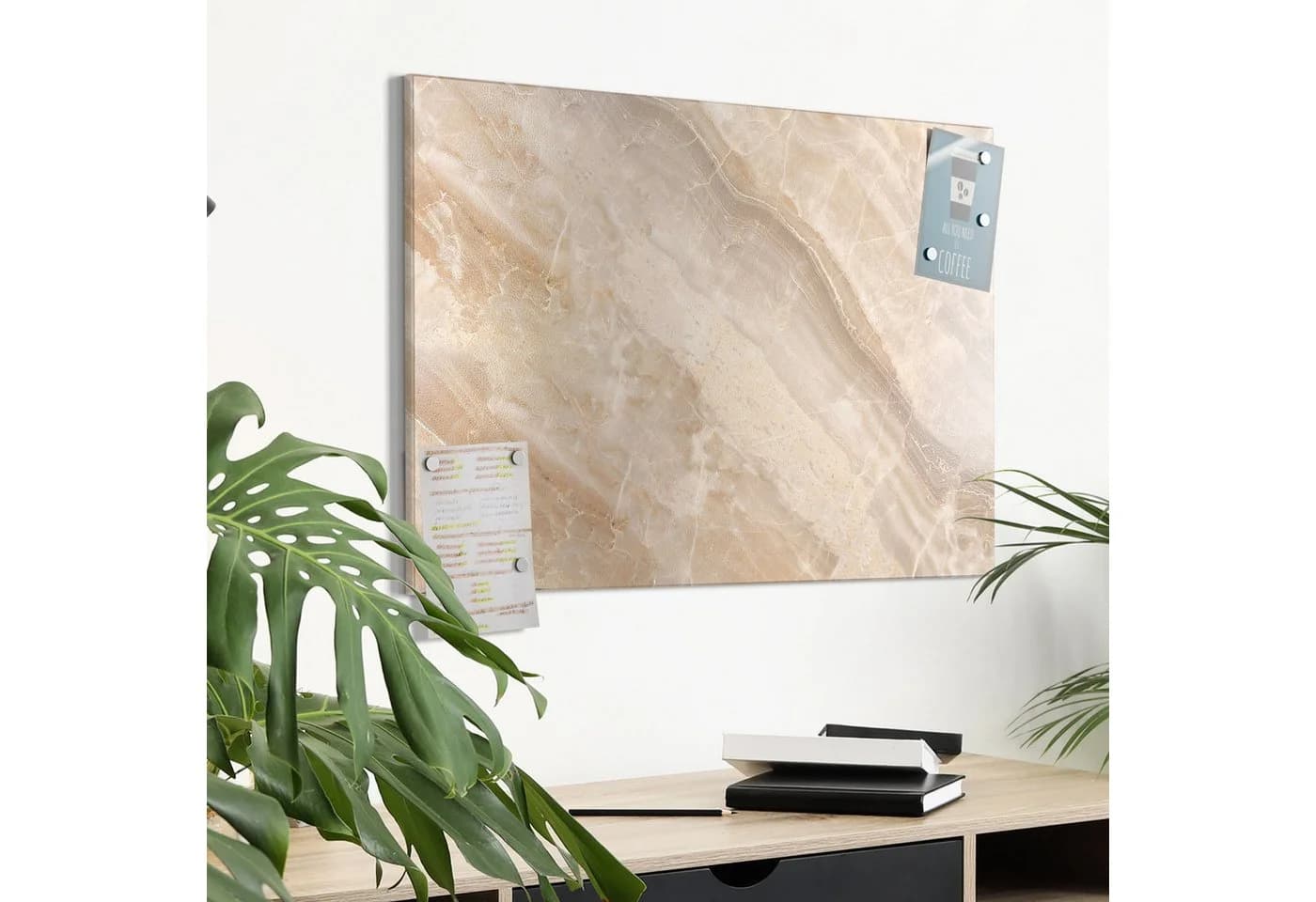 DEQORI Magnettafel Helle Marmorfläche Metall Whiteboard Beige - Bild 4