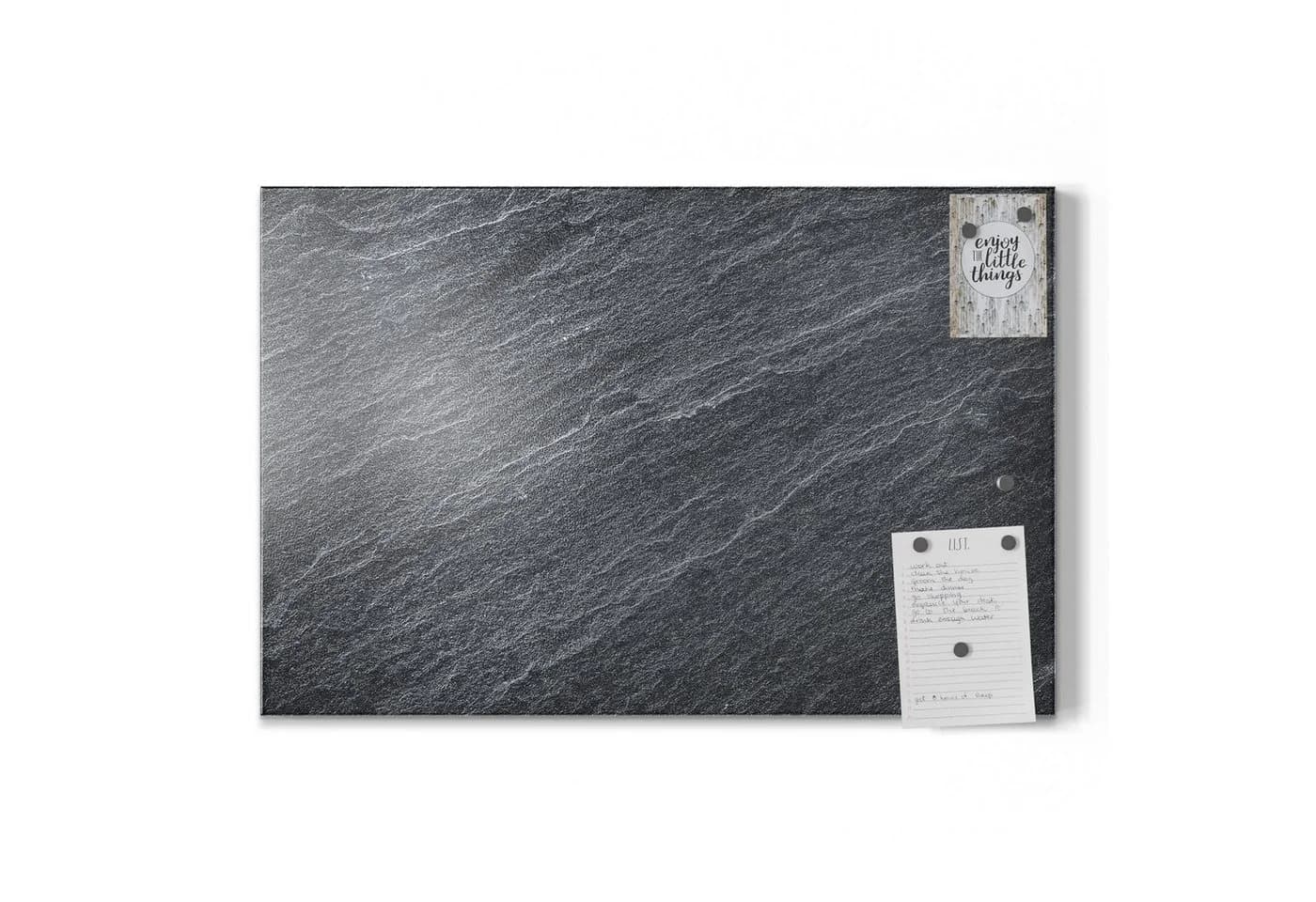 DEQORI Magnettafel Klassischer Schieferstein Metall Whiteboard Schwarz Grau