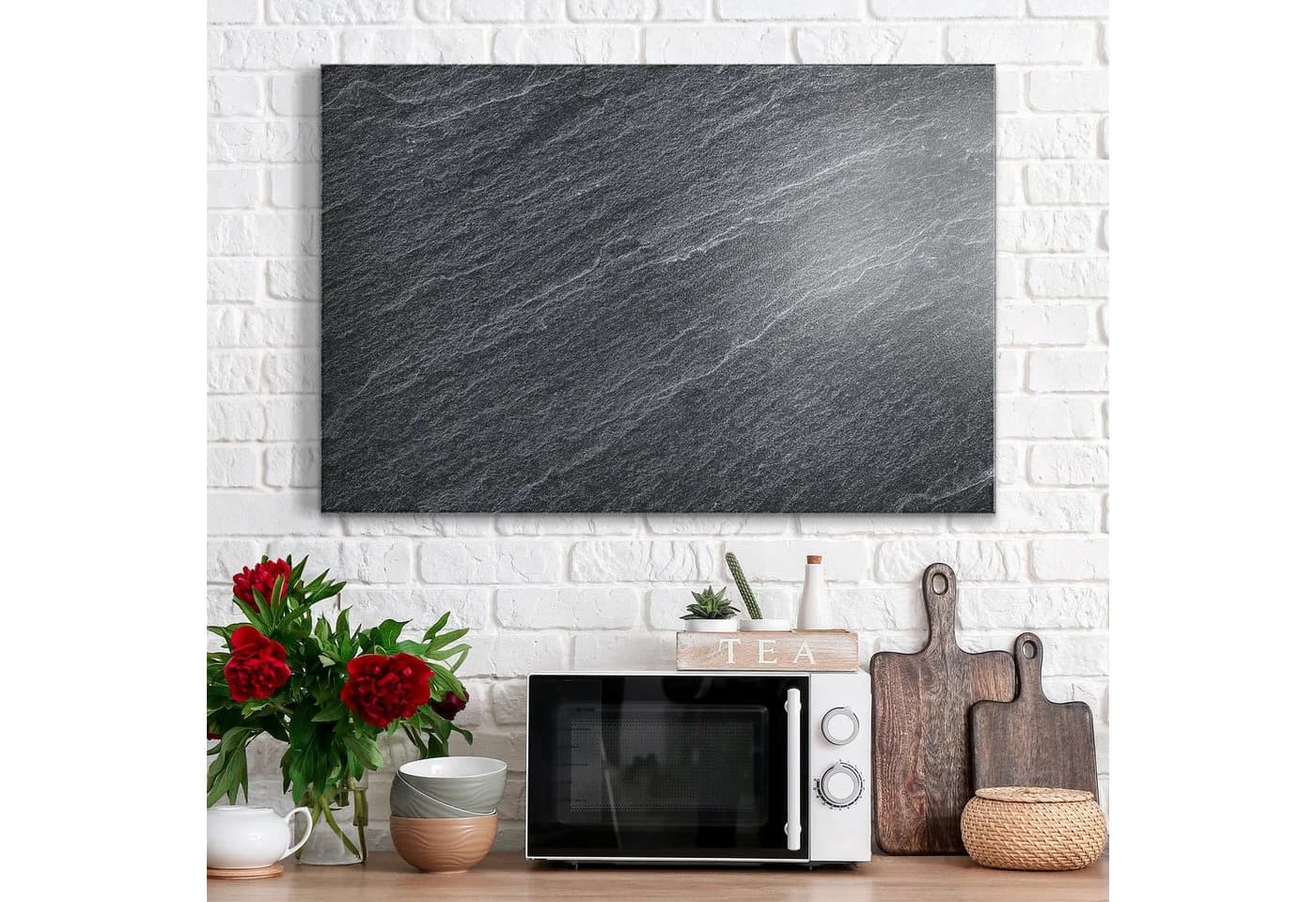 DEQORI Magnettafel Klassischer Schieferstein Metall Whiteboard Schwarz Grau - Bild 3