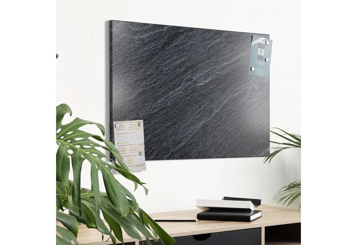 DEQORI Magnettafel Klassischer Schieferstein Metall Whiteboard Schwarz Grau - Bild 4