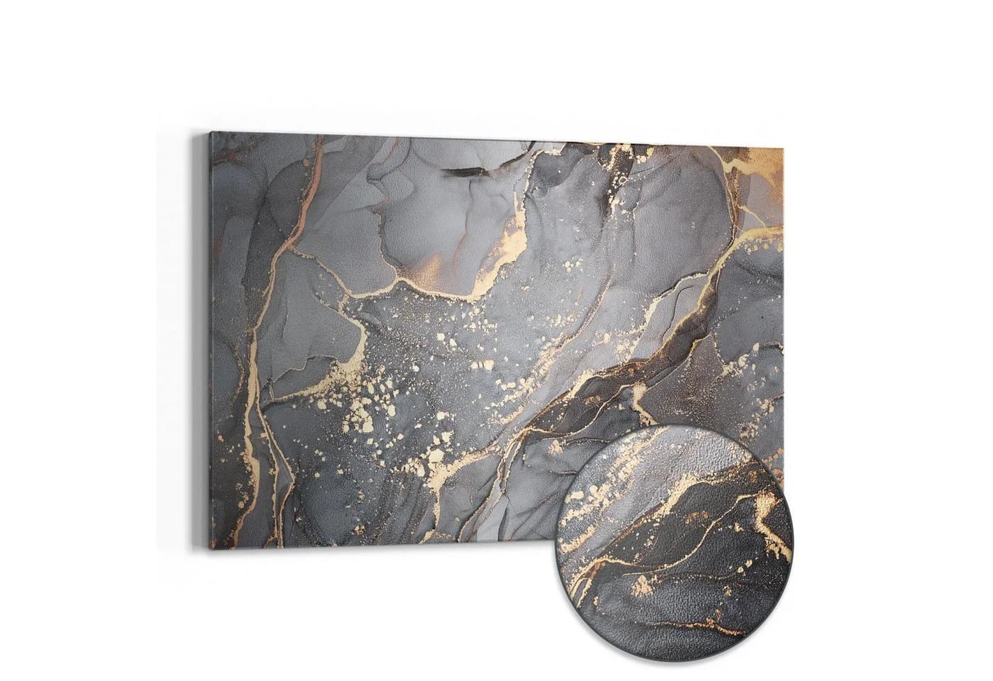 DEQORI Magnettafel Elegantes Marmormuster Metall Whiteboard Grau Gold - Bild 2