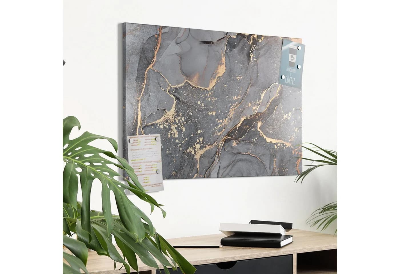 DEQORI Magnettafel Elegantes Marmormuster Metall Whiteboard Grau Gold - Bild 4
