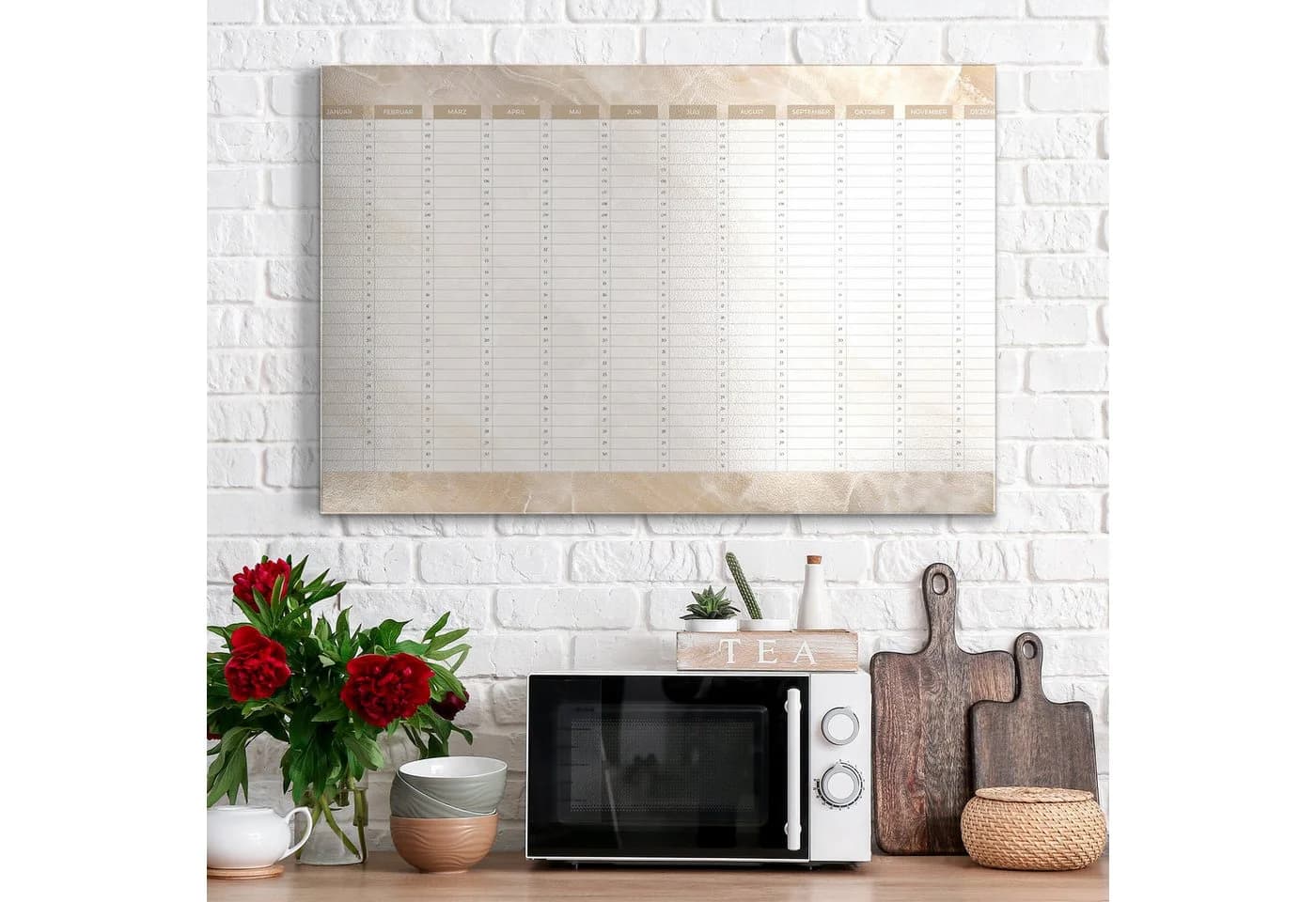 DEQORI Magnettafel Jahresplaner Beige Metall Whiteboard - Bild 3
