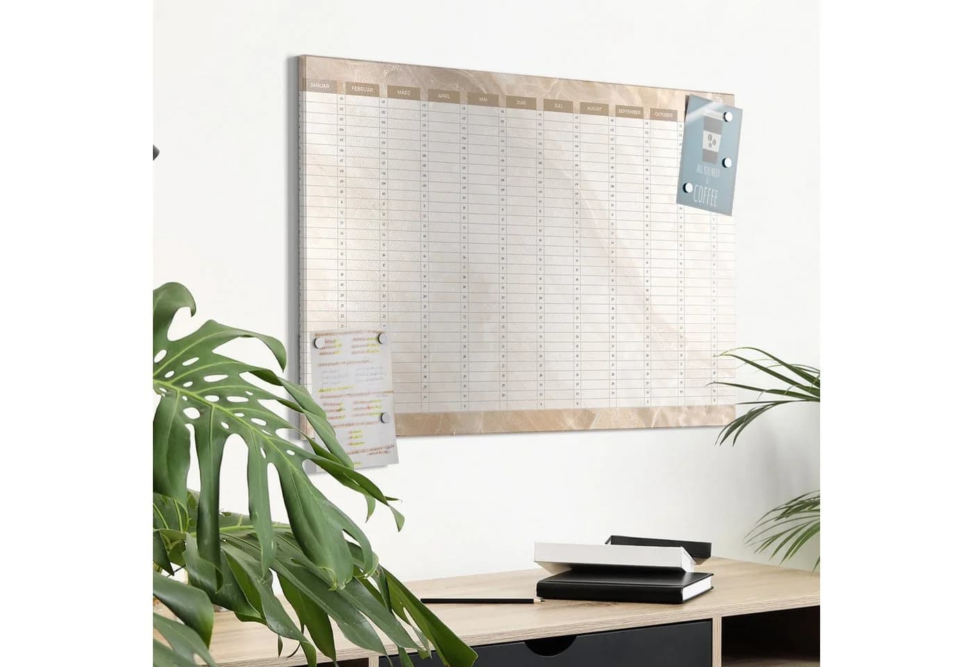 DEQORI Magnettafel Jahresplaner Beige Metall Whiteboard - Bild 4
