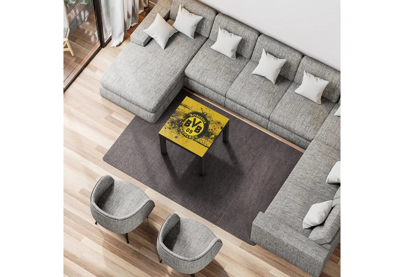 DEQORI Couchtisch 'Wappen Borussia Dortmund' Glas Beistelltisch modern - Bild 3