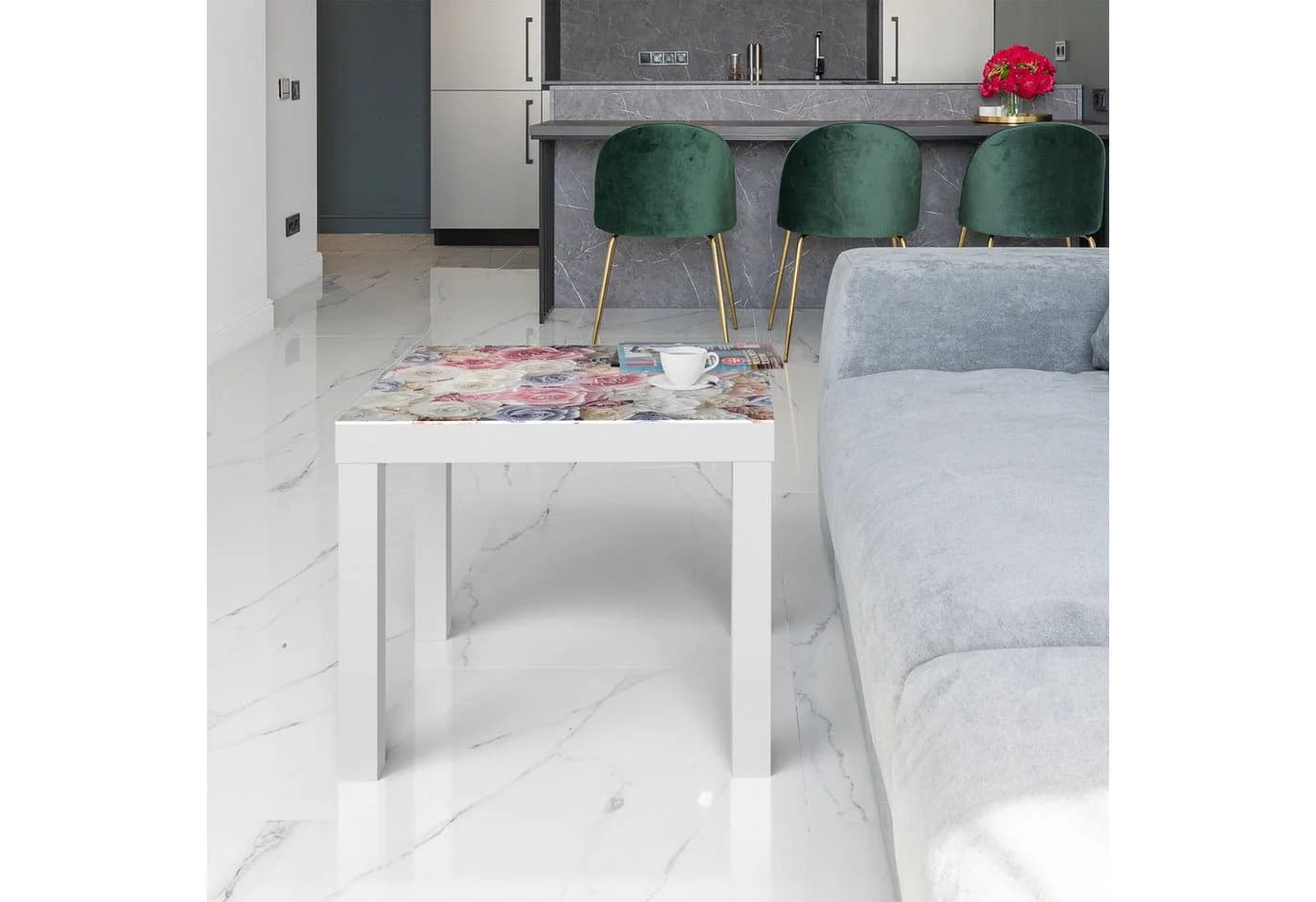 DEQORI Couchtisch 'Sanfte Pastell Rosen' Glas Beistelltisch Modern - Bild 5