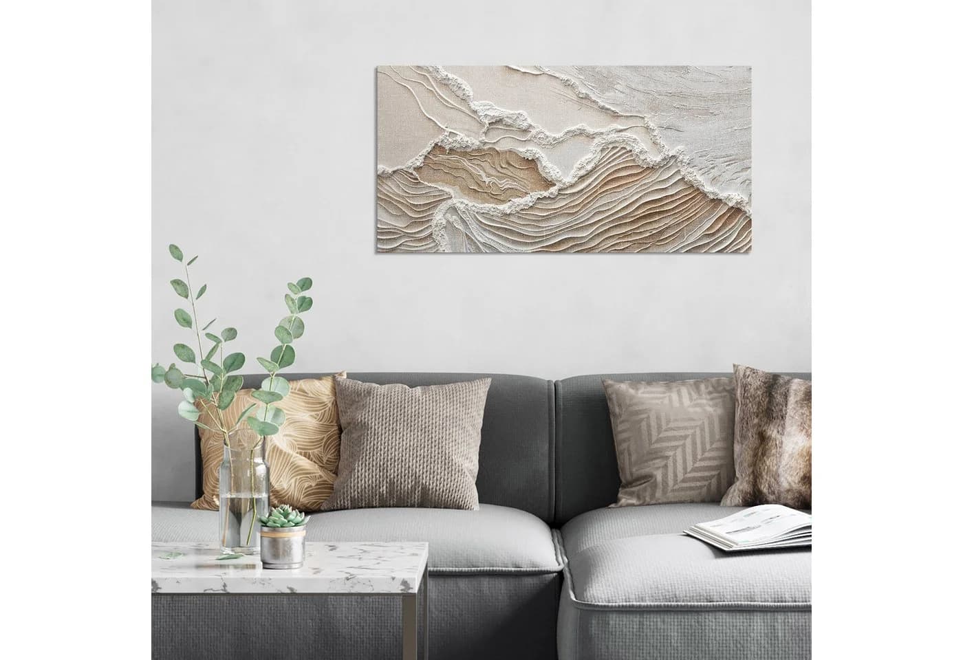 DEQORI Leinwandbild Sandwellenzauber Hybrid Modern Beige Weiss - Bild 3