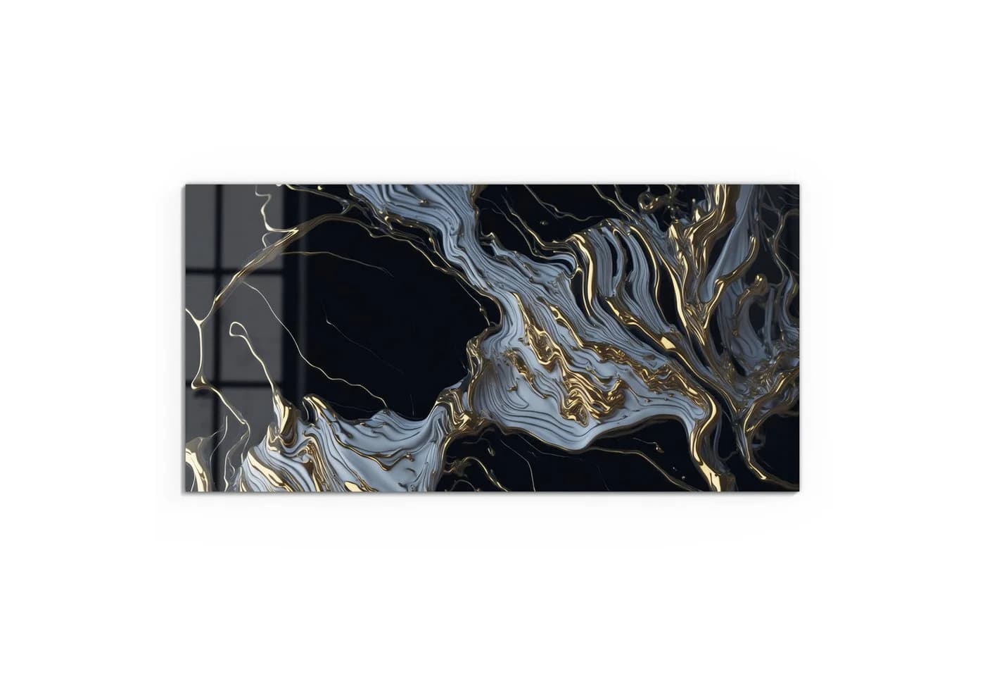 DEQORI Glasbild 'Fließendes Gold' Abstrakt 100x50 cm