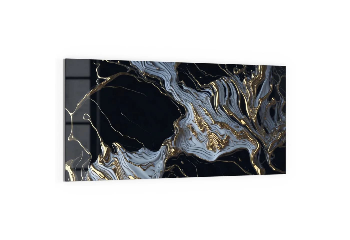 DEQORI Glasbild 'Fließendes Gold' Abstrakt 100x50 cm - Bild 2
