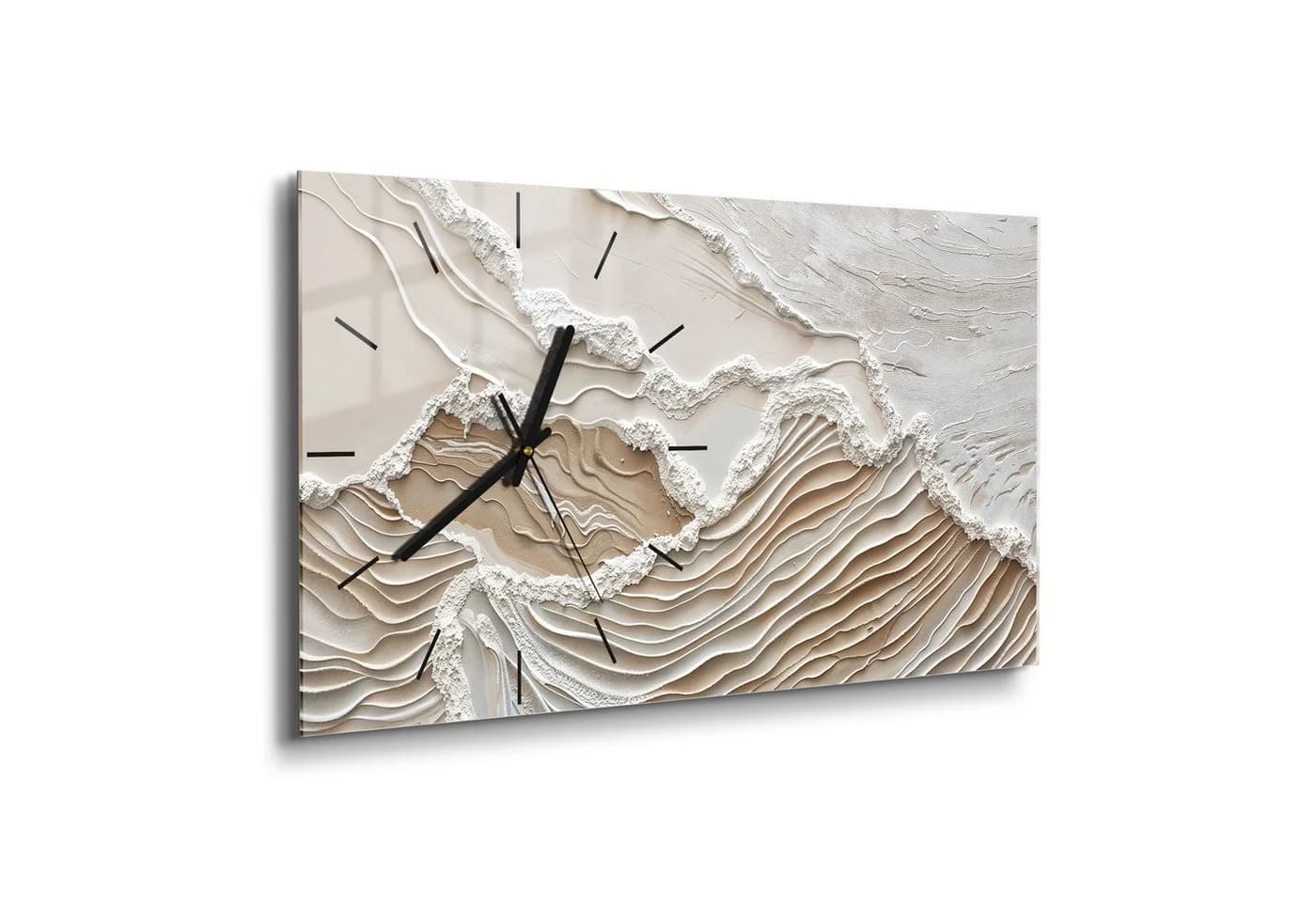 DEQORI Wanduhr 'Sandwellenzauber' Modern Glas Beige/Weiß