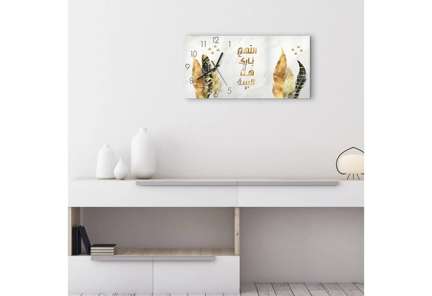 DEQORI Wanduhr Goldener Heimsegen Glas Modern - Bild 3