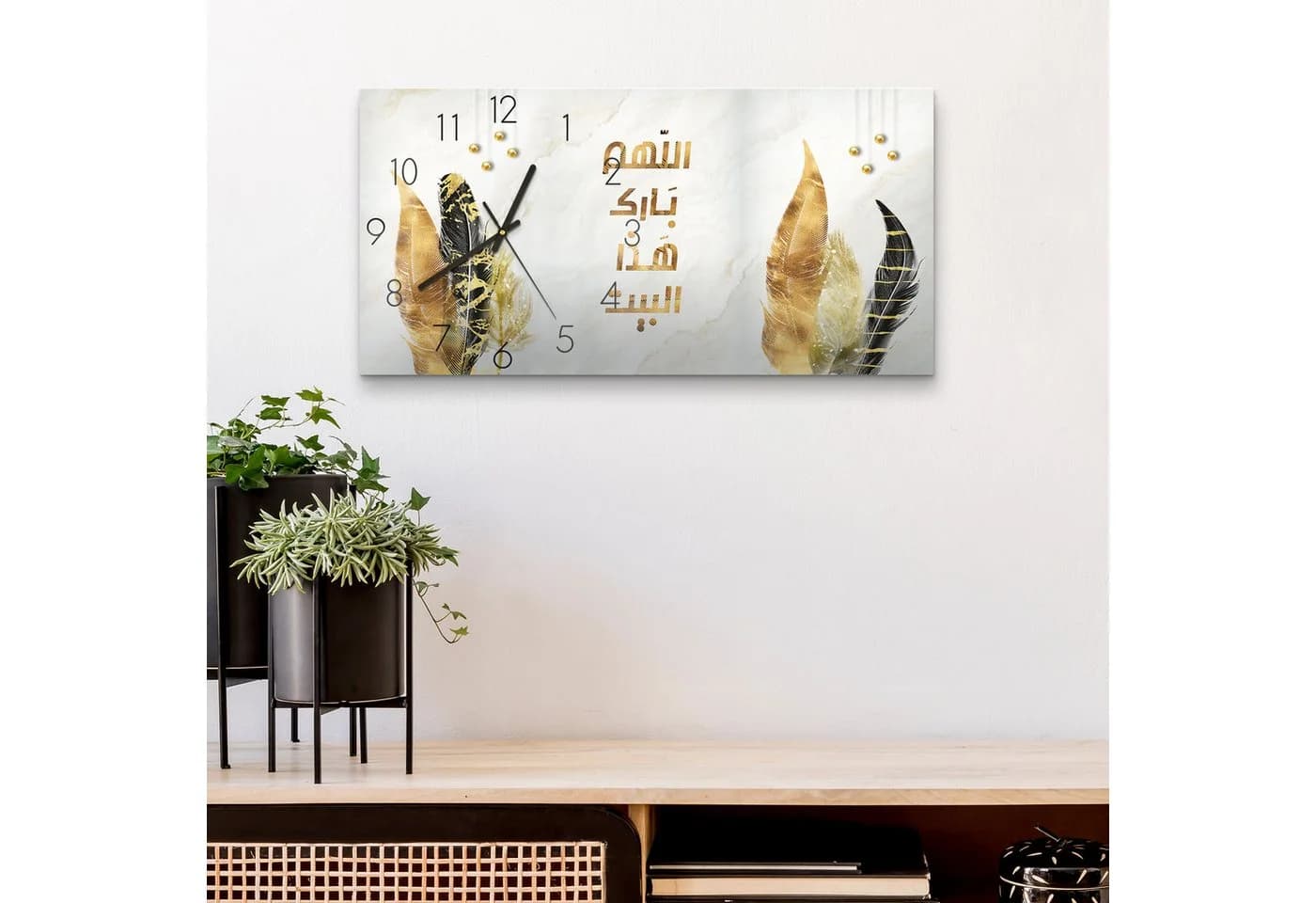 DEQORI Wanduhr Goldener Heimsegen Glas Modern - Bild 4