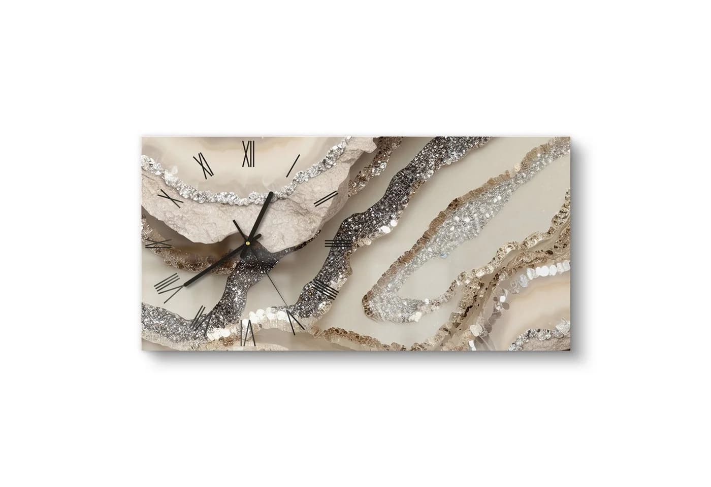DEQORI Wanduhr 'Funkelnde Steinpracht' Glas Modern Beige/Braun/Silber - Bild 2