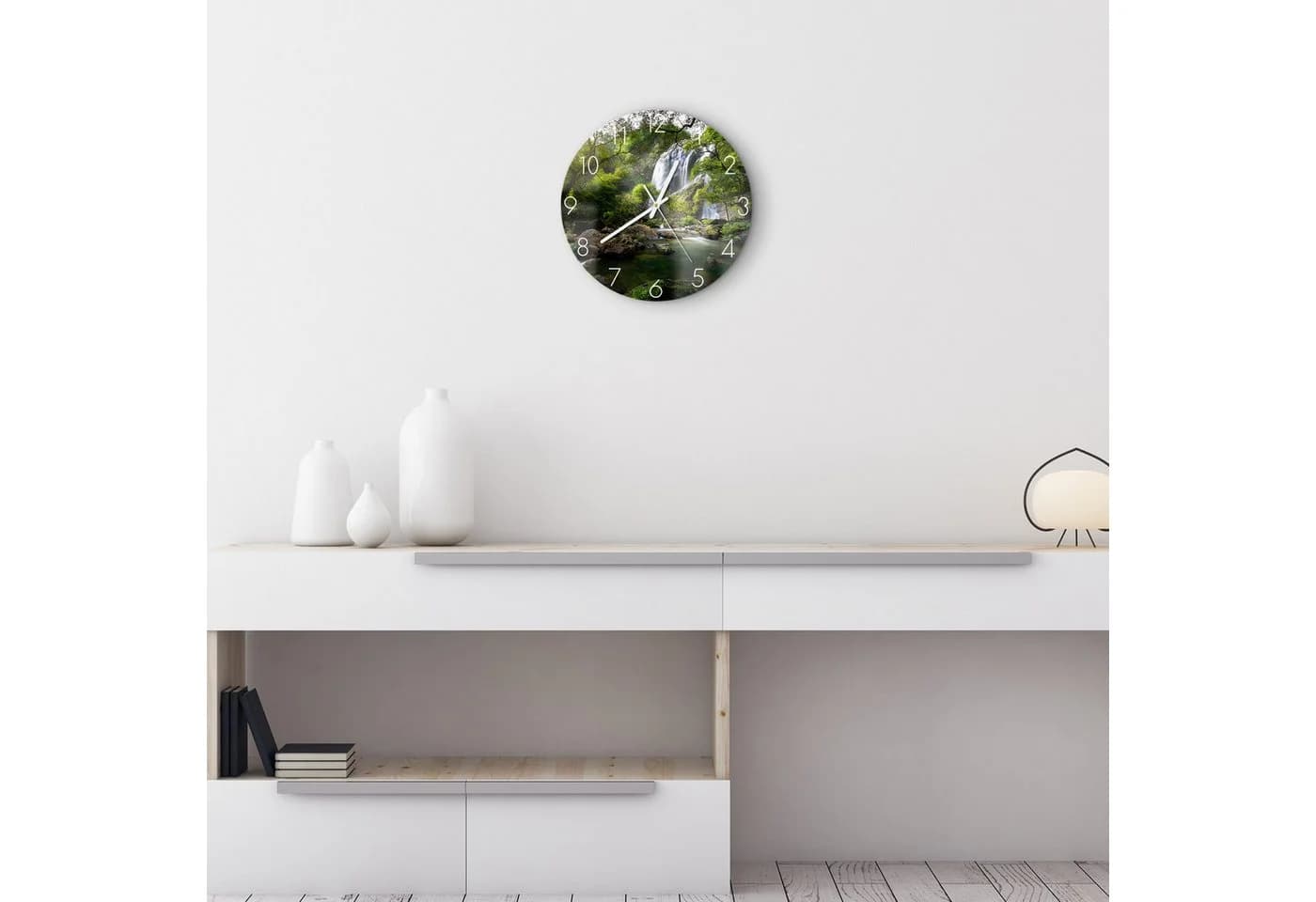 DEQORI Wanduhr 'Verborgenes Wasserwunder' Glas Braun/Grün - Bild 3