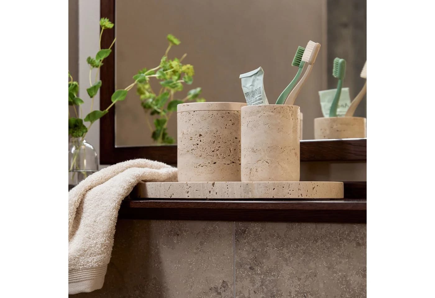 MÖVE Dekotablett Travertine Grace Beige Stein - Bild 3