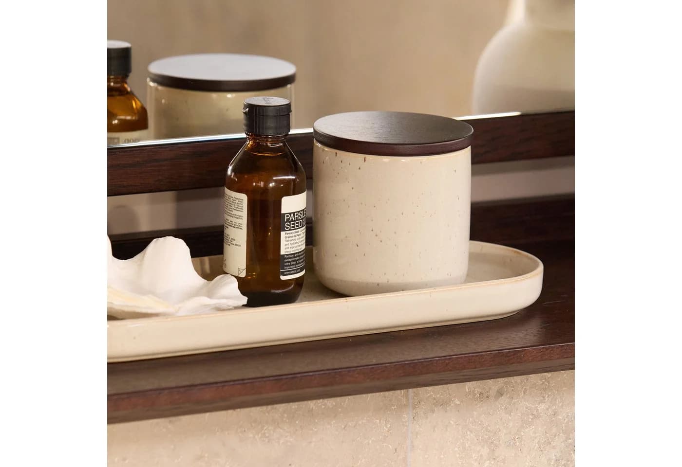 MÖVE Dekotablett Aura Creme Keramik