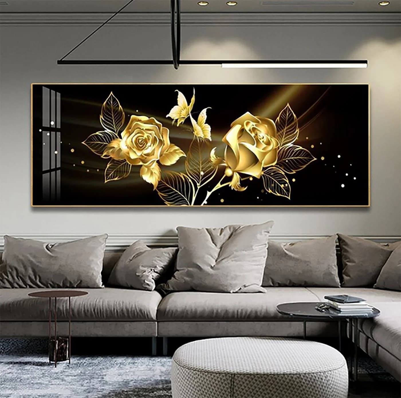 TPFLiving Leinwand-Kunstdruck Blumenmotiv Breitbild 40x120cm