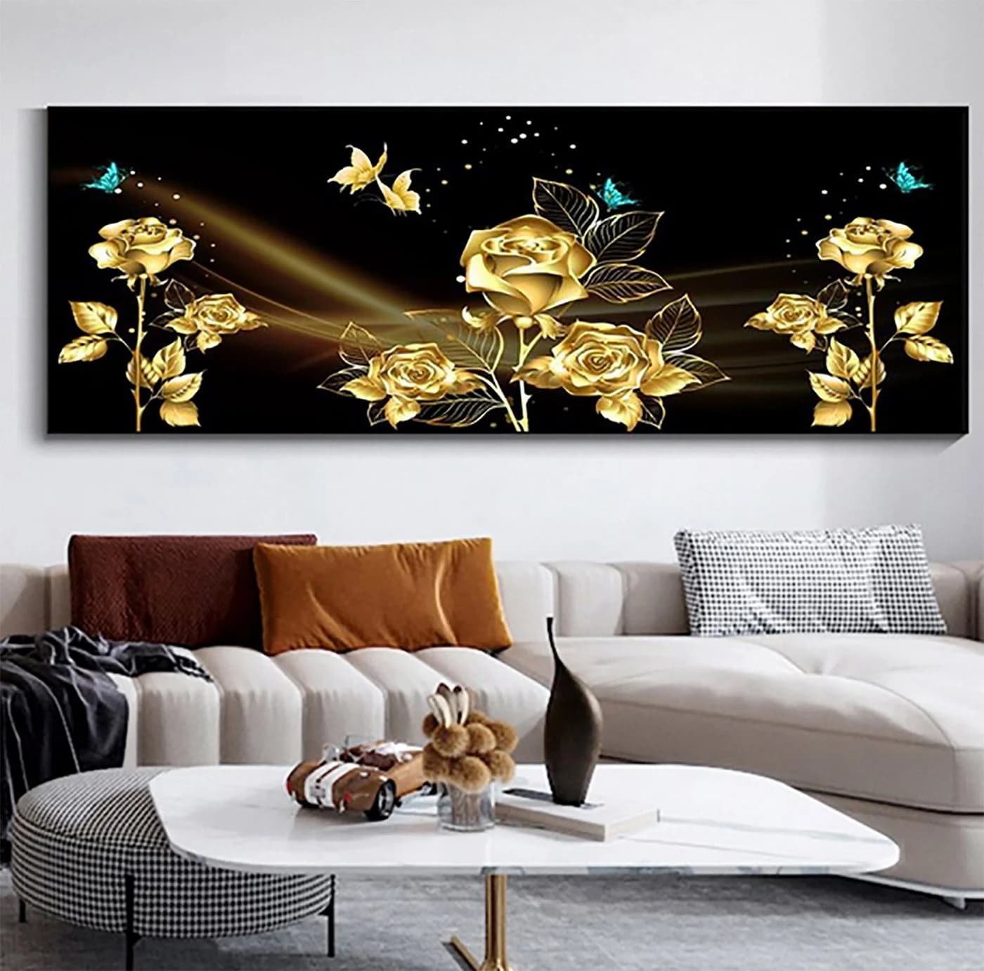 TPFLiving Leinwand-Kunstdruck Blumenmotiv Breitbild 40x120cm - Bild 3