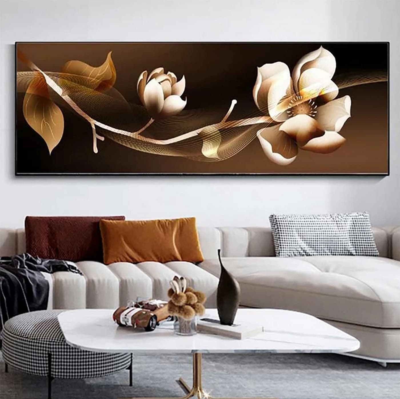 TPFLiving Leinwand-Kunstdruck Blumenmotiv Breitbild 40x120cm - Bild 4