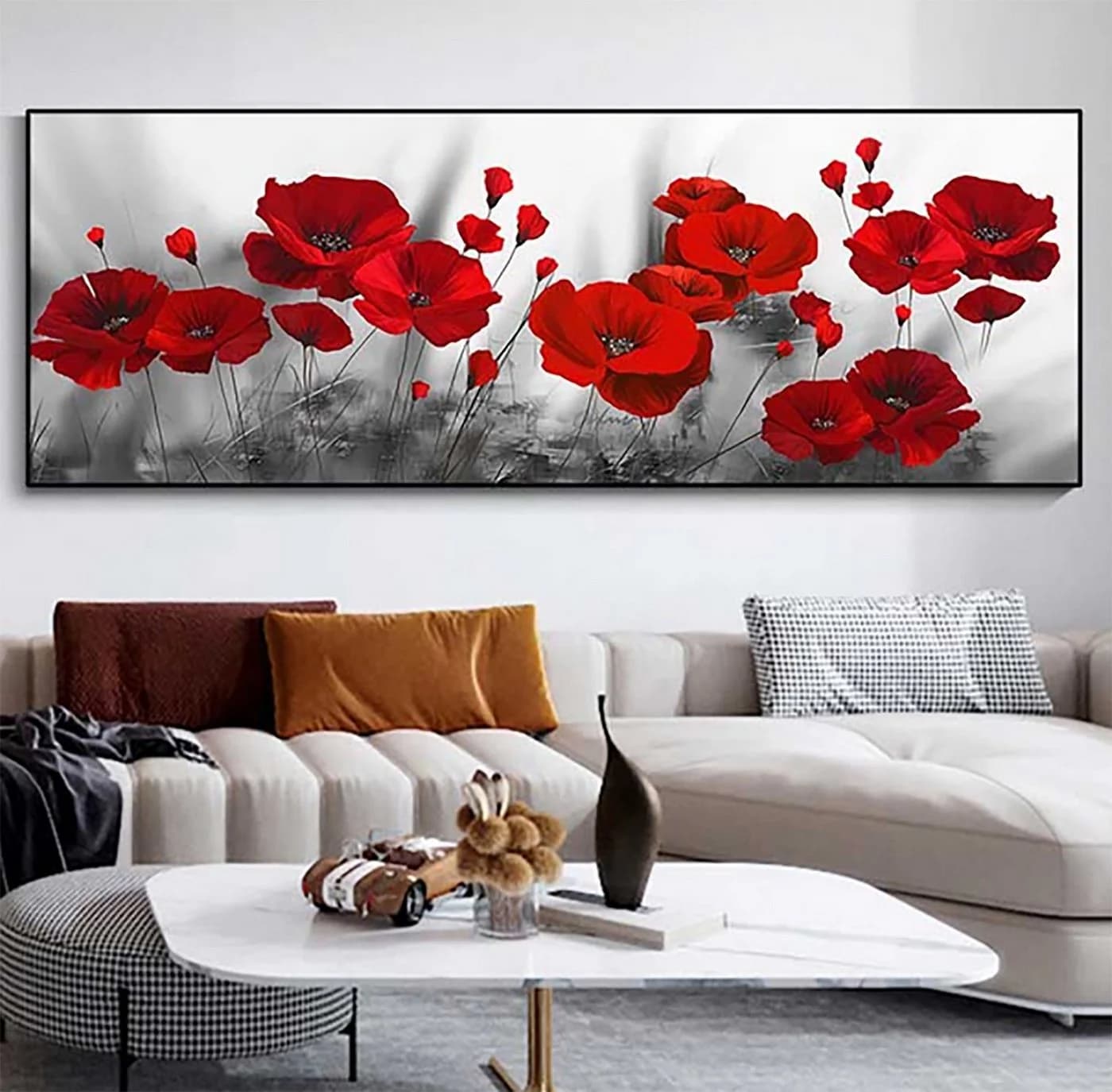 TPFLiving Leinwand-Kunstdruck Blumenmotiv Breitbild 40x120cm - Bild 5