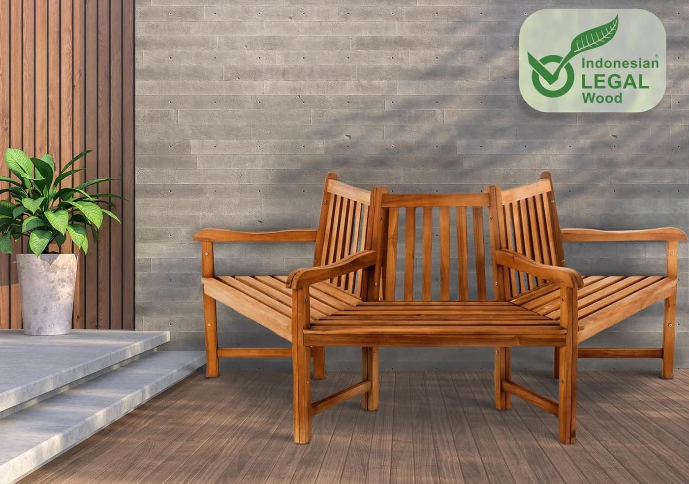 TPFGarden Baumbank Kenny Teak massiv 200 cm halbrund - Bild 2