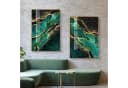 TPFLiving Leinwandbild 3er Set Abstrakte Marmorstrukturen Grün Schwarz Gold Bild 3