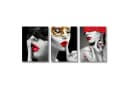TPFLiving Leinwandbild 3er Set Frau mit roten Lippen Schwarz Rot Gold Bild 2