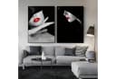 TPFLiving Leinwandbild 3er Set Frau mit roten Lippen Schwarz Rot Gold Bild 3