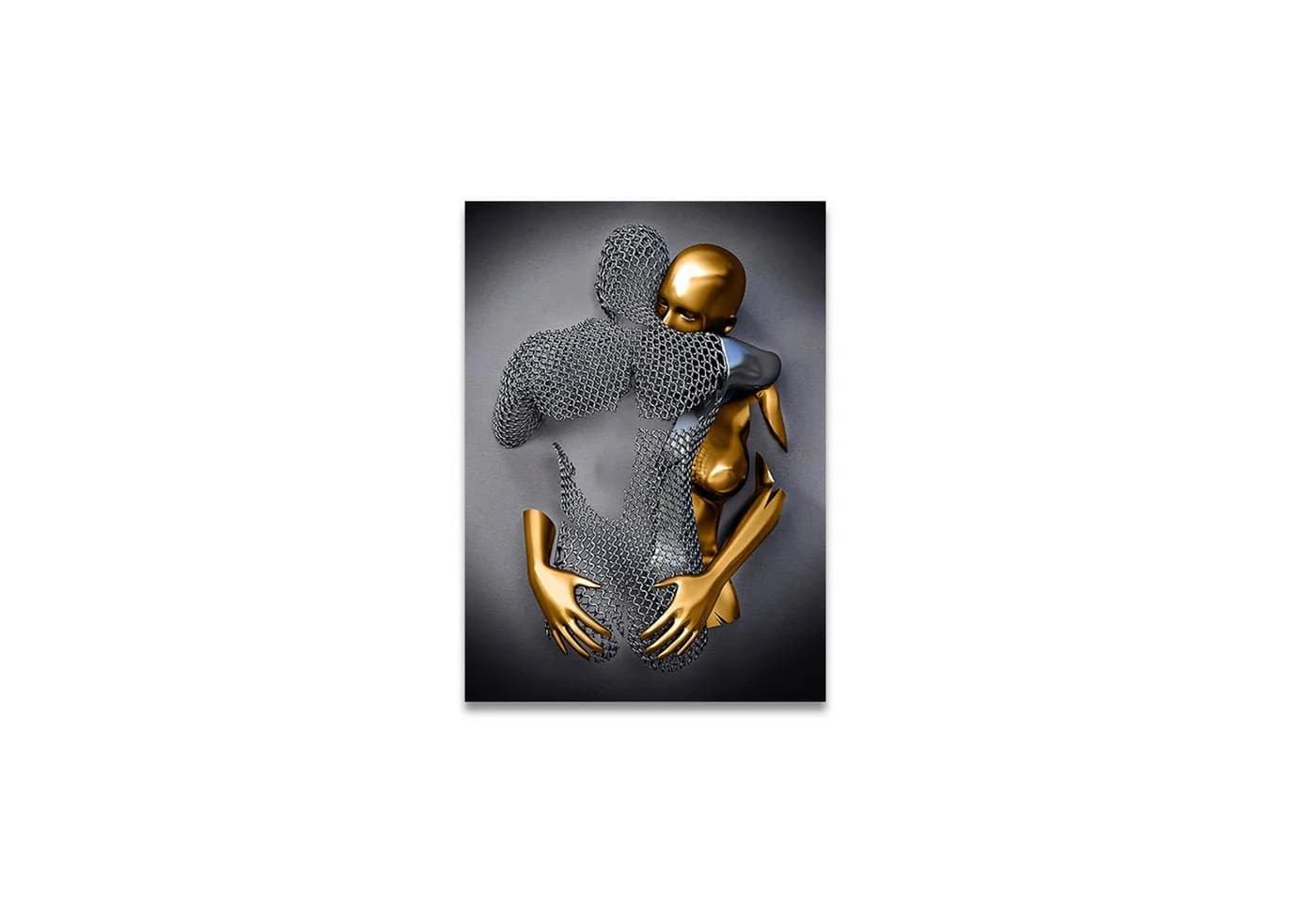 TPFLiving Leinwandbild Skulpturen Liebespaar Schwarz Gold - Bild 2