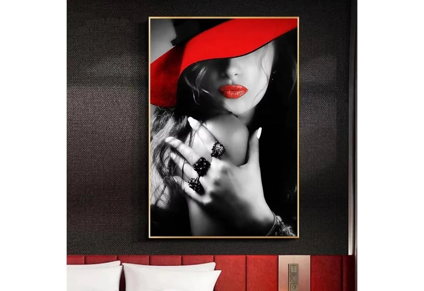 TPFLiving Leinwandbild Rote Lippen Schwarz Rot 40x60cm - Bild 5
