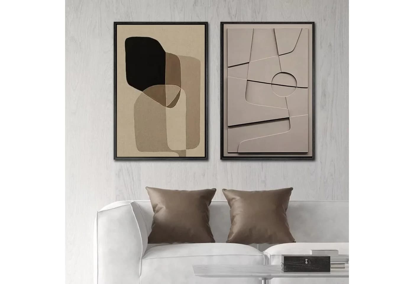 TPFLiving Leinwandbild Nordic Art Beige Grau Schwarz Geometrisch - Bild 5