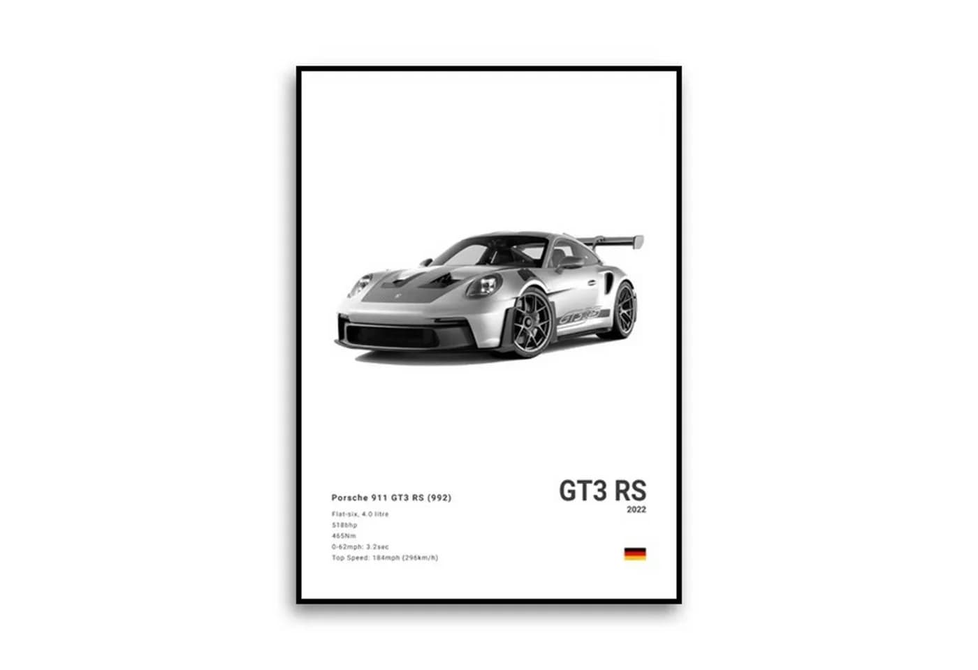 TPFLiving Supersportwagen-Kunst Leinwandbild XXL 20x30 cm Grau Schwarz Weiß - Bild 2