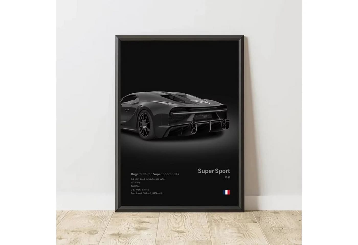 TPFLiving Supersportwagen-Kunst Leinwandbild XXL 20x30 cm Grau Schwarz Weiß - Bild 3