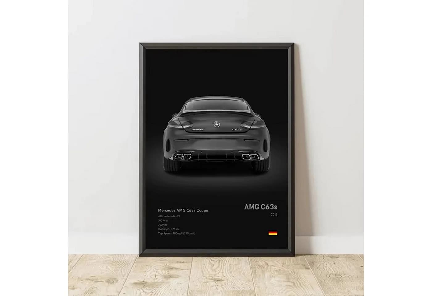 TPFLiving Supersportwagen-Kunst Leinwandbild XXL 20x30 cm Grau Schwarz Weiß - Bild 5
