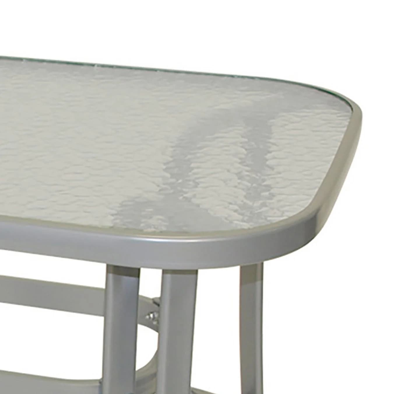 TPFGarden Gartentisch HAMPTON Silber Stahl Glas