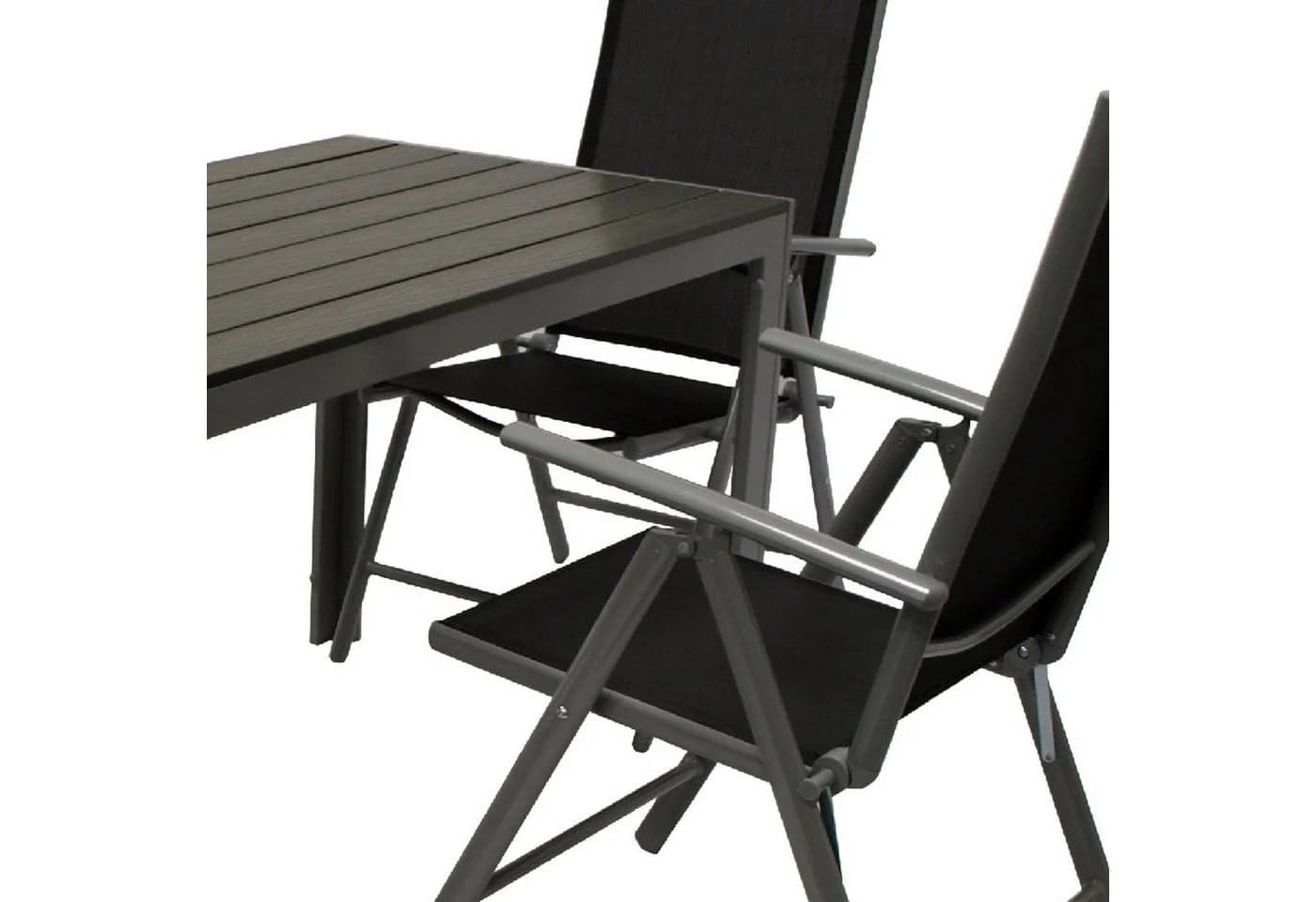 TPFGarden Garten-Essgruppe ASHFORD Grau/Schwarz Aluminium