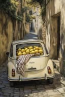 TPFLiving Leinwandbild Italienische Landschaft Zitronen Blumen Bild 2