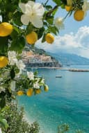TPFLiving Kunstdruck Italienische Landschaften Mittelmeer Motive Leinwandbild Bild 2
