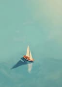 TPFLiving Leinwandbild Strand Meer Ozean Boote Segelschiffe Grün Beige Blau Bild 2